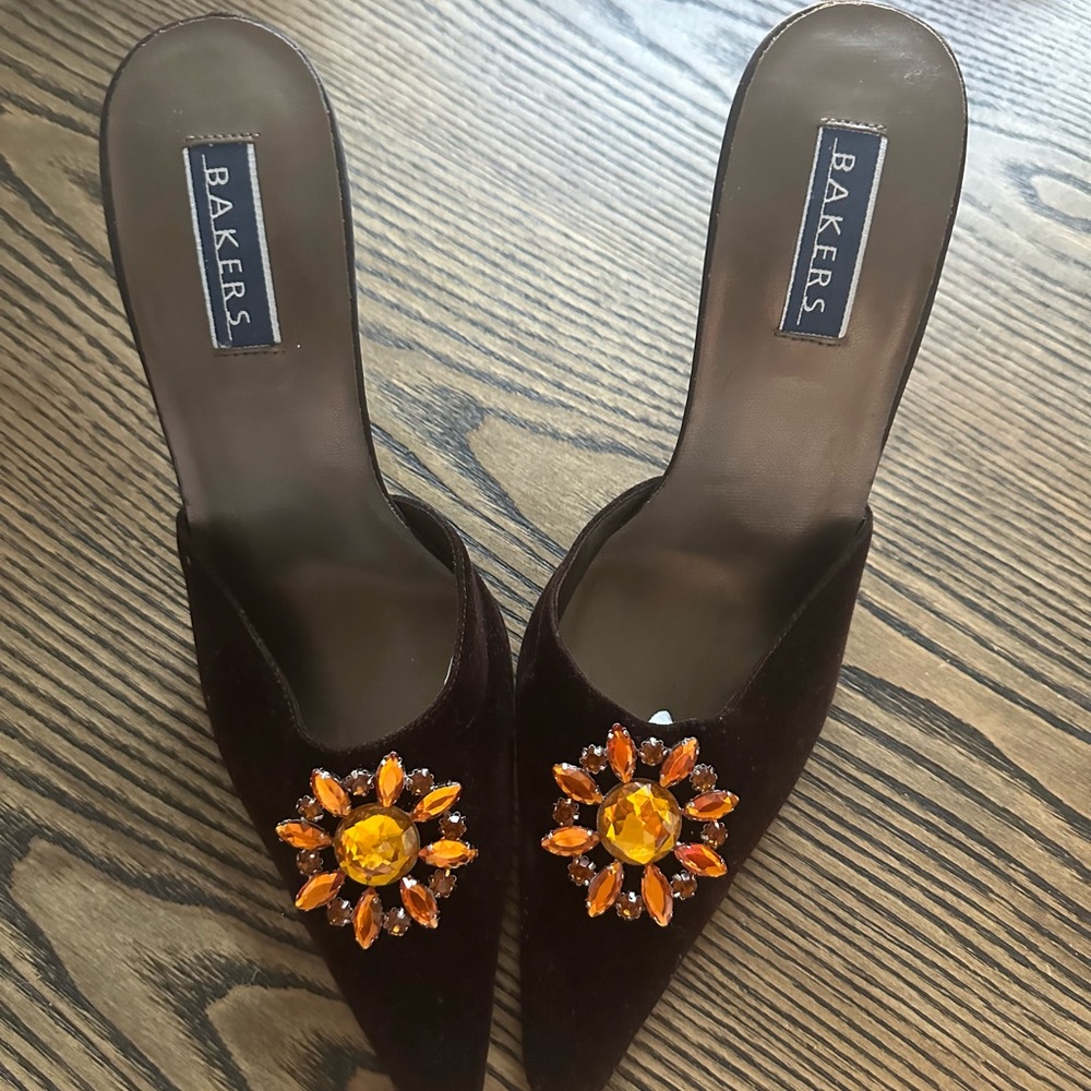 Vintage Bakers Embellished Heeled Stiletto Mules